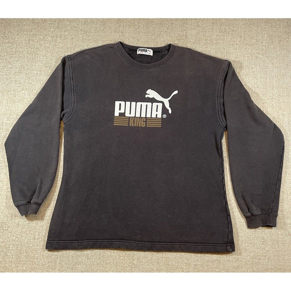 Vintage Puma King Sweatshirt Black Crewneck 90s Y2K Pullover Mens Size M